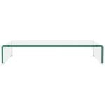 vidaXL TV Stand/Monitor Riser-Modern Clear Glass Desktop Display Shelf-Easy Clean, Multimedia Device Storage Solution-27.6"x11.8"x5.1"
