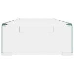 vidaXL TV Stand/Monitor Riser-Modern Clear Glass Desktop Display Shelf-Easy Clean, Multimedia Device Storage Solution-27.6"x11.8"x5.1"