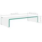 vidaXL TV Stand/Monitor Riser-Modern Clear Glass Desktop Display Shelf-Easy Clean, Multimedia Device Storage Solution-27.6"x11.8"x5.1"