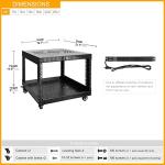 RIVECO 6U Network Rack with Reinforced Top & Bottom Vented Plates- 4 Rolling Wheels Floor Standing Rack for 19" Equipment & Stereo Gear- Including Basic Rail Mount PDU Power Strip
