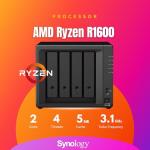 Synology DiskStation DS923+ 4-Bay NAS Enclosure Server, Network Attached Storage, AMD Ryzen R1600(2 Core, up to 3.1 GHz), Data Management Solution 7, Black(32GB DDR4 RAM | No HDD,SSD)