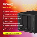 Synology DiskStation DS923+ 4-Bay NAS Enclosure Server, Network Attached Storage, AMD Ryzen R1600(2 Core, up to 3.1 GHz), Data Management Solution 7, Black(32GB DDR4 RAM | No HDD,SSD)