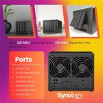 Synology DiskStation DS923+ 4-Bay NAS Enclosure Server, Network Attached Storage, AMD Ryzen R1600(2 Core, up to 3.1 GHz), Data Management Solution 7, Black(32GB DDR4 RAM | No HDD,SSD)