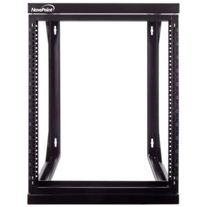 NavePoint 12U Open Frame Server Rack for 19" IT Network Equipment & A/V Devices, Free Standing or Wall Mount Rack with 180 Degrees Gate Swing, Black