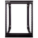 NavePoint 12U Open Frame Server Rack for 19" IT Network Equipment & A/V Devices, Free Standing or Wall Mount Rack with 180 Degrees Gate Swing, Black