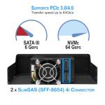 Kingwin 5.25" Bay Backplane Mobile Rack Enclosure for 2 x 2.5 U.2/U.3 NVMe SSDs, SlimSAS Connectivity, Hot-Swap Tray, Tool-Free Installation, Durable Metal Build, High-Speed Storage Solution