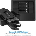 Kingwin 5.25" Bay Backplane Mobile Rack Enclosure for 2 x 2.5 U.2/U.3 NVMe SSDs, OCulink Connectivity, Hot-Swap Tray, Tool-Free Installation, Durable Metal Build, High-Speed Storage Solution