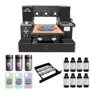 A3 UV Printer Machine with Computer,XP600 Flatbed Printer with Bottle Holder for Glass Cups Phone Case Wood Acrylic Golf Balls