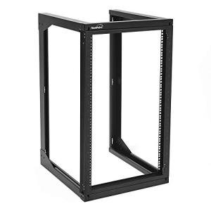 NavePoint 18U Server Rack with Swing Gate - Wall Mount Rack for 19 Inch IT & AV Equipment - Open Frame, Black