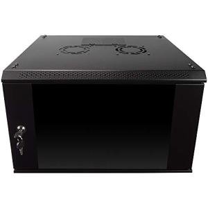 NavePoint 6U Server Rack Enclosure with Glass Door, Cooling Fan, Locks, & Removable Side Panels - 6U Wall Mount Network Cabinet 19 Inch Rack 17.7 Inches Deep