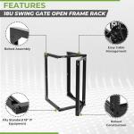 NavePoint 18U Server Rack with Swing Gate - Wall Mount Rack for 19 Inch IT & AV Equipment - Open Frame, Black