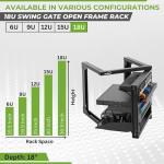 NavePoint 18U Server Rack with Swing Gate - Wall Mount Rack for 19 Inch IT & AV Equipment - Open Frame, Black