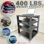 AxcessAbles 12U Open Frame Network & AV Rack with Caster Wheels, Two 2U Shelves, 10-32 & Cage Nut Compatible Rails, Cage Nuts, Screws, Cage Nut Tool & Wall Mount Kit | 19-Inch Rack