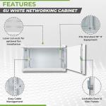 NavePoint 6U Network Cabinet with Glass Door – 6U Wall Mount Server Cabinet White 19” Rack for IT Equipment, AV Devices, Networking Equipment –17” Deep Server Rack Enclosure