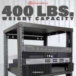 AxcessAbles 16U Open Frame Network & AV Rack with Caster Wheels, Two 2U Shelves, 10-32 & Cage Nut Compatible Rails, Cage Nuts, Screws, Cage Nut Tool & Wall Mount Kit | 19-Inch Equipment Rack