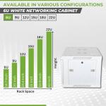 NavePoint 6U Network Cabinet with Glass Door – 6U Wall Mount Server Cabinet White 19” Rack for IT Equipment, AV Devices, Networking Equipment –17” Deep Server Rack Enclosure