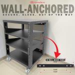 AxcessAbles 12U Open Frame Network & AV Rack with Caster Wheels, Two 2U Shelves, 10-32 & Cage Nut Compatible Rails, Cage Nuts, Screws, Cage Nut Tool & Wall Mount Kit | 19-Inch Rack