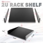 AxcessAbles 16U Open Frame Network & AV Rack with Caster Wheels, Two 2U Shelves, 10-32 & Cage Nut Compatible Rails, Cage Nuts, Screws, Cage Nut Tool & Wall Mount Kit | 19-Inch Equipment Rack