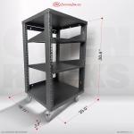 AxcessAbles 16U Open Frame Network & AV Rack with Caster Wheels, Two 2U Shelves, 10-32 & Cage Nut Compatible Rails, Cage Nuts, Screws, Cage Nut Tool & Wall Mount Kit | 19-Inch Equipment Rack