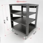 AxcessAbles 12U Open Frame Network & AV Rack with Caster Wheels, Two 2U Shelves, 10-32 & Cage Nut Compatible Rails, Cage Nuts, Screws, Cage Nut Tool & Wall Mount Kit | 19-Inch Rack