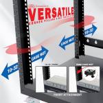 AxcessAbles 16U Open Frame Network & AV Rack with Caster Wheels, Two 2U Shelves, 10-32 & Cage Nut Compatible Rails, Cage Nuts, Screws, Cage Nut Tool & Wall Mount Kit | 19-Inch Equipment Rack