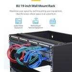 StarTech.com 8U Wall Mount Patch Panel Bracket - 13.75 inch Deep - 19" Patch Panel Rack for Shallow Network Equipment- 80lbs Capacity, TAA (WALLMOUNT8)