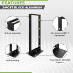 NavePoint 25U 2 Post Open Frame Server Rack for 19 Inch Equipment, AV, Networking, Data & IT Devices, 2-Post Rack 25U 661lbs Weight Capacity, Black