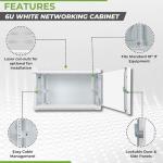 NavePoint 6U Network Cabinet with Glass Door – 6U Wall Mount Server Cabinet White 19” Rack for IT Equipment, AV Devices, Networking Equipment –23” Deep Server Rack Enclosure