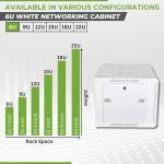 NavePoint 6U Network Cabinet with Glass Door – 6U Wall Mount Server Cabinet White 19” Rack for IT Equipment, AV Devices, Networking Equipment –23” Deep Server Rack Enclosure
