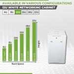 NavePoint 12U Network Cabinet with Glass Door – 12U Wall Mount Server Cabinet White 19” Rack for IT Equipment, AV Devices, Networking Equipment –17” Deep Server Rack Enclosure