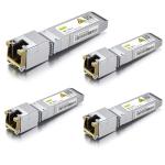 10Gtek 𝟭𝟬𝗚𝗕𝗮𝘀𝗲-𝗧 𝗦𝗙𝗣+ 𝘁𝗼 𝗥𝗝-𝟰𝟱 𝗧𝗿𝗮𝗻𝘀𝗰𝗲𝗶𝘃𝗲𝗿, 10Gbe SFP+ Copper Ethernet CAT.6a Module, up to 30-Meter, for Cisco SFP-10G-T-S, Meraki, Ubiquiti UniFi, Fortinet, Pack of 4