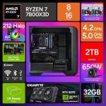 Cooler Master HAF 5 Pro AMD RYZEN 7 7800X3D 4.2 GHz | Gigabyte RTX 5070 12GB & B650 Motherboard | 32GB (2x16GB) DDR5 6000MHz | 2TB Gen4 M.2 | WiFi | Windows 11 | Hyper 212 Halo Cooler Gaming PC
