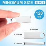 50 Packs 2.0 Flash USB Drives Bulk Waterproof Flash Thumb Drives Memory Pen Stick Small Mini Zinc Alloy Design for PC Computer Laptop Office School Data Storage Silver 128 MB