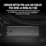 Corsair MP700 PRO with Air Cooler 4TB M.2 PCIe Gen5 x4 NVMe 2.0 SSD – M.2 2280 – Up to 12,400MB/sec Sequential Read – High-Density TLC NAND – Black
