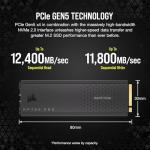 Corsair MP700 PRO with Air Cooler 4TB M.2 PCIe Gen5 x4 NVMe 2.0 SSD – M.2 2280 – Up to 12,400MB/sec Sequential Read – High-Density TLC NAND – Black