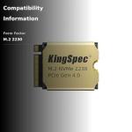 KingSpec 1TB M.2 2230 SSD PCIe 4.0, 5000MB/s Read Copper Heatsink, 3D NAND Flash, Compatible with Steam Deck/ASUS ROG Ally/Surface Pro