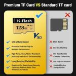 SD Card Adapter, Memory Card High Speed Up to 150MB/s,A1 V30 U3 4K C10 TF Card for Tablet/Mobile Phone/Camera/Car Audio/Game Console (128gb V30 U3 4K, 128gb)