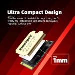 KingSpec 1TB M.2 2230 SSD PCIe 4.0, 5000MB/s Read Copper Heatsink, 3D NAND Flash, Compatible with Steam Deck/ASUS ROG Ally/Surface Pro