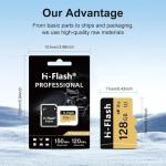 SD Card Adapter, Memory Card High Speed Up to 150MB/s,A1 V30 U3 4K C10 TF Card for Tablet/Mobile Phone/Camera/Car Audio/Game Console (128gb V30 U3 4K, 128gb)