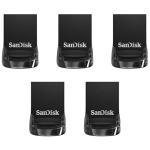 SanDisk 128GB 5-Pack Ultra Fit USB 3.1 Flash Drive (5x128GB) - SDCZ430-128G-B5CT, Black