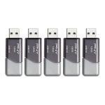 PNY 128GB Turbo Attaché 3 USB 3.0 Flash Drive 5-Pack – Grey, P-FD128X5TBOP-MP, 100MB/s, Light-Weight Durable - Data Storage and Transfer