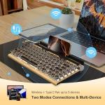Wireless Retro Typewriter Mechanical Keyboard with LED