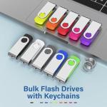 Flash Drives 32GB 20 Pack with Keychains, Wooolken Swivel USB 2.0 Thumb Drives Bulk USB Drive Memory Stick Data Storage Pack (Mixcolors)