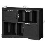 Joaxswe Large Record Player Stand with Vinyl Storage Up to 450 Albums, 39 Inch Farmhouse Wood Black Vinyl Records Storage Cabinet with Barn Doors, Mid-Century Modern Turntable Stand for Living Room