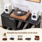 Joaxswe Large Record Player Stand with Vinyl Storage Up to 450 Albums, 39 Inch Farmhouse Wood Black Vinyl Records Storage Cabinet with Barn Doors, Mid-Century Modern Turntable Stand for Living Room