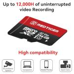 REDTIGER High Speed 256GB Micro SD Card with Adapter, microSDXC UHS-I Class 10, U3, V30 A2, Support for Dash Cam and 4K Video Recording, Compatible with F7NP-V07&F9&F7NT-V04&F17&VP20&F17PLUS