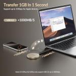 GiGimundo GQ20 Ultra-Slim USB-C Magnetic Portable SSD 512GB - Max 20Gbps High-Speed, Compact Stylish External Drive for Windows, Mac, Android – Round Design, Fast File Transfer