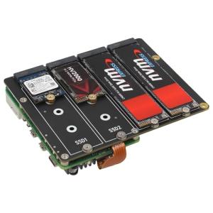 Geekworm X1011 5V PCIe to Quad M.2 Key-M NVMe SSD HAT Peripheral Board for Raspberry Pi 5 2GB/4GB/8GB/16GB