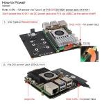 Geekworm X1011 5V PCIe to Quad M.2 Key-M NVMe SSD HAT Peripheral Board for Raspberry Pi 5 2GB/4GB/8GB/16GB
