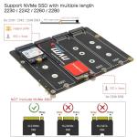 Geekworm X1011 5V PCIe to Quad M.2 Key-M NVMe SSD HAT Peripheral Board for Raspberry Pi 5 2GB/4GB/8GB/16GB